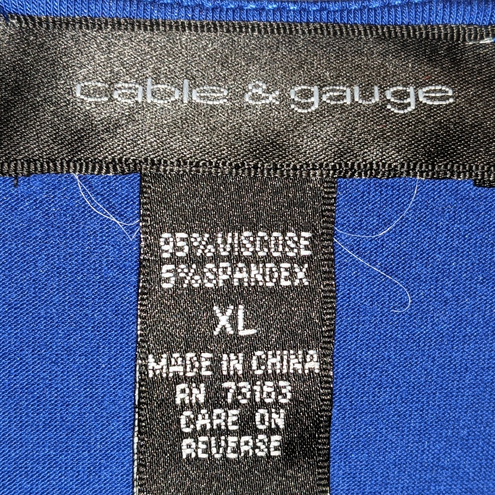 Cable And Gauge Women's Peasant Short Sleeve Blue Top Size XL - Picture 5 of 6